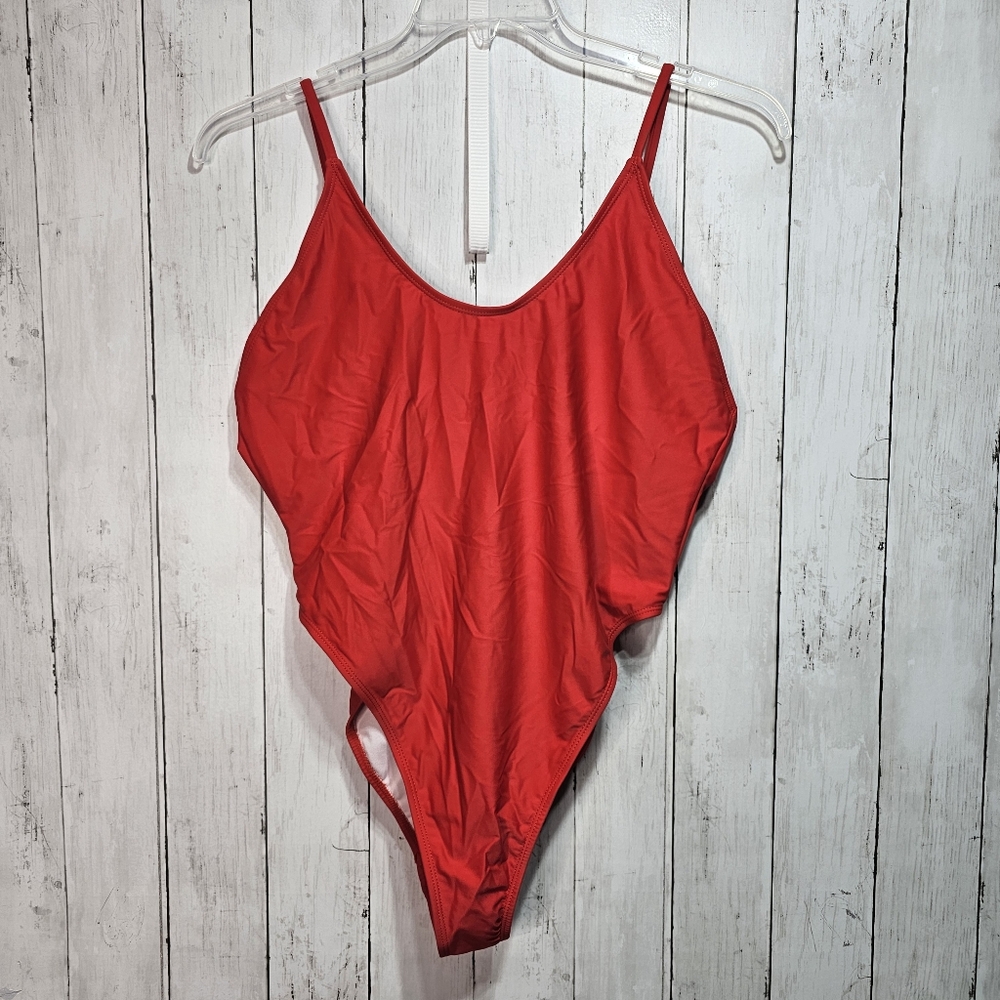NWT Missguided Women's Red Super High Leg One Piece Swimsuit Size US 12.